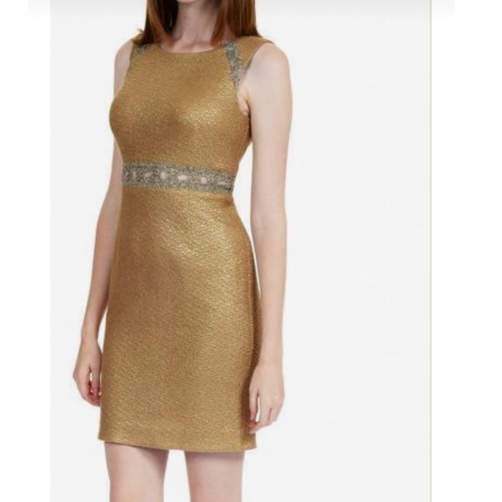 NWOT Kay Unger Golden Sheath Dress